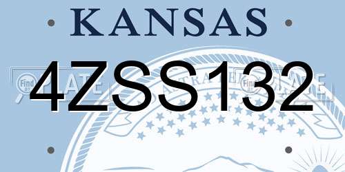 4ZSS132 Kansas License Plate