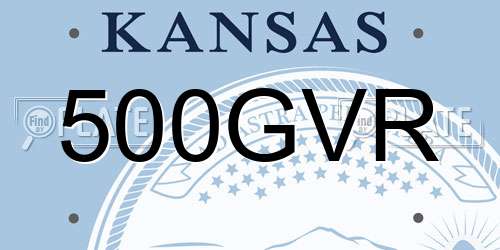 500GVR Kansas License Plate