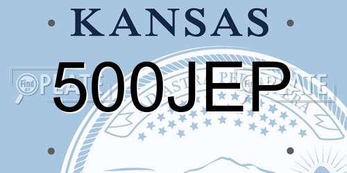500JEP Kansas License Plate