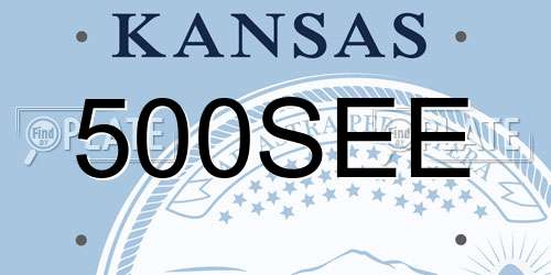 500SEE Kansas License Plate