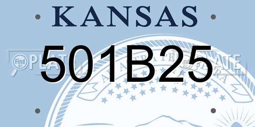 501B25 Kansas License Plate