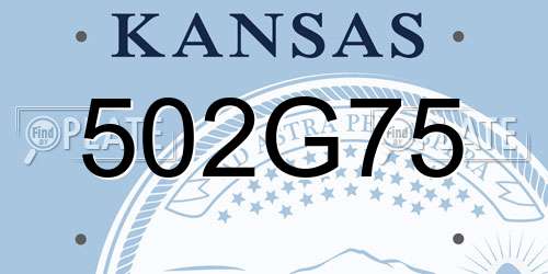 502G75 Kansas License Plate