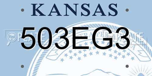 503EG3 Kansas License Plate