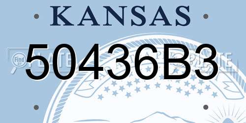 50436B3 Kansas License Plate