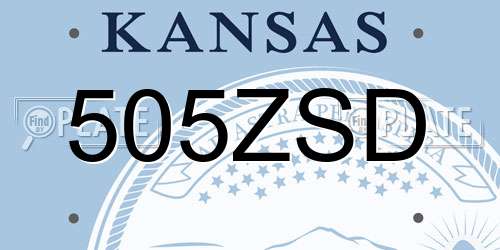 505ZSD Kansas License Plate