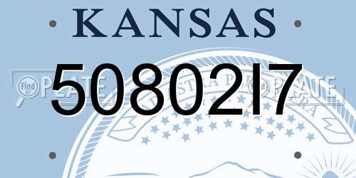 50802I7 Kansas License Plate