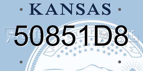 50851D8 Kansas License Plate