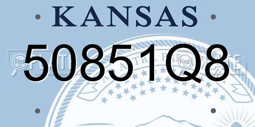 50851Q8 Kansas License Plate