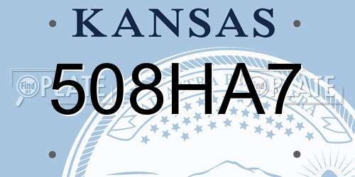 508HA7 Kansas License Plate