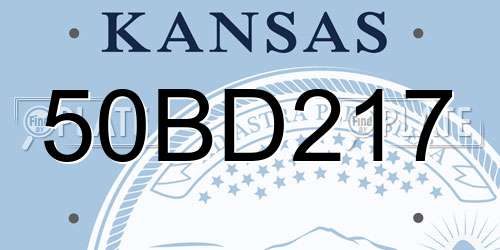50BD217 Kansas License Plate