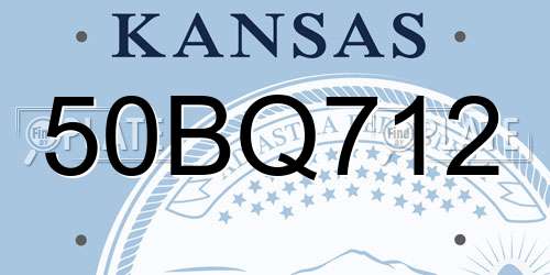 50BQ712 Kansas License Plate