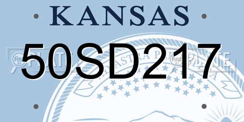 50SD217 Kansas License Plate