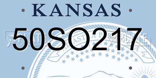 50SO217 Kansas License Plate