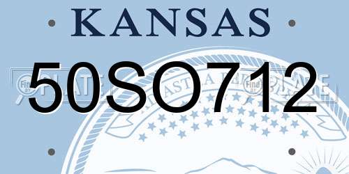 50SO712 Kansas License Plate