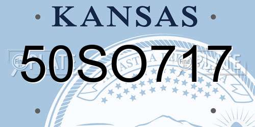 50SO717 Kansas License Plate