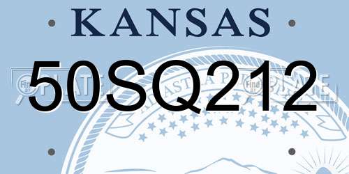 50SQ212 Kansas License Plate