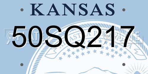 50SQ217 Kansas License Plate