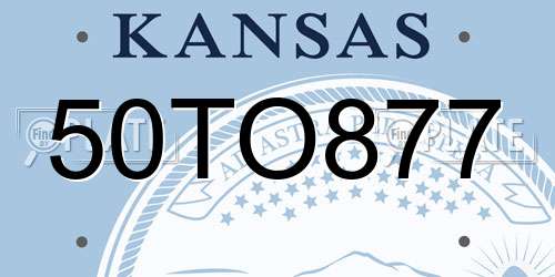 50TO877 Kansas License Plate