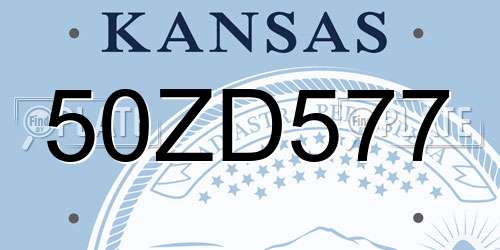 50ZD577 Kansas License Plate