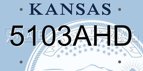 5103AHD Kansas License Plate