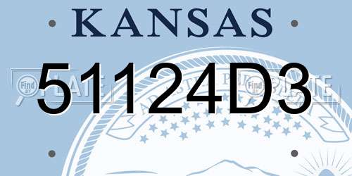 51124D3 Kansas License Plate