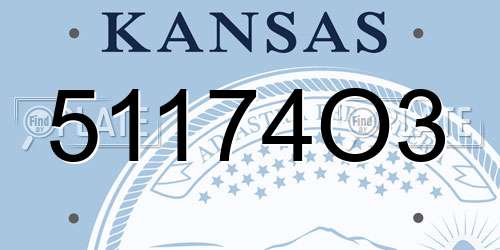 51174O3 Kansas License Plate