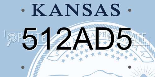 512AD5 Kansas License Plate