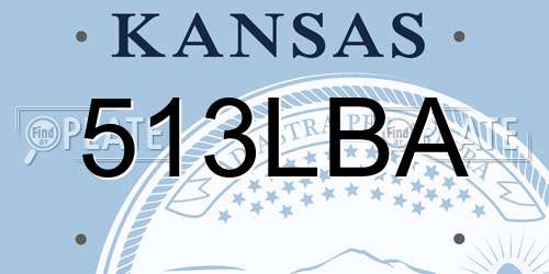 513LBA Kansas License Plate