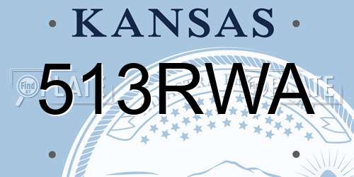 513RWA Kansas License Plate