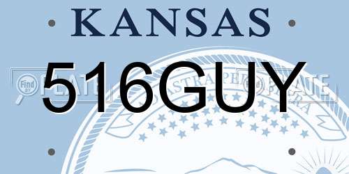 516GUY Kansas License Plate