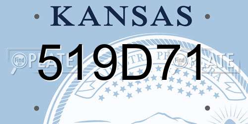 519D71 Kansas License Plate