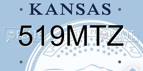 519MTZ Kansas License Plate