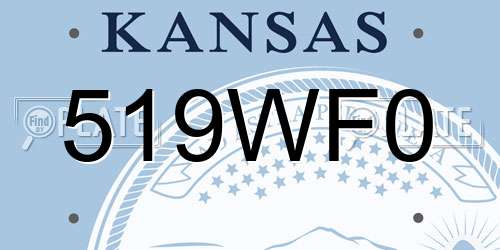 519WF0 Kansas License Plate