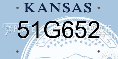 51G652 Kansas License Plate