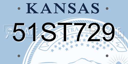 51ST729 Kansas License Plate