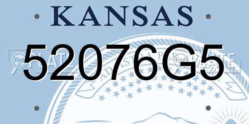 52076G5 Kansas License Plate