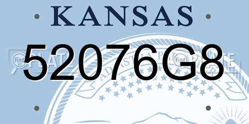 52076G8 Kansas License Plate