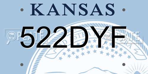522DYF Kansas License Plate