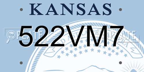 522VM7 Kansas License Plate