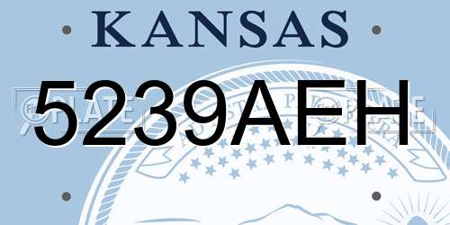 5239AEH Kansas License Plate