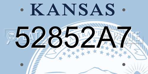 52852A7 Kansas License Plate