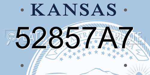 52857A7 Kansas License Plate
