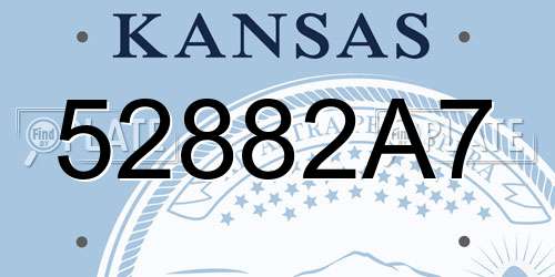 52882A7 Kansas License Plate