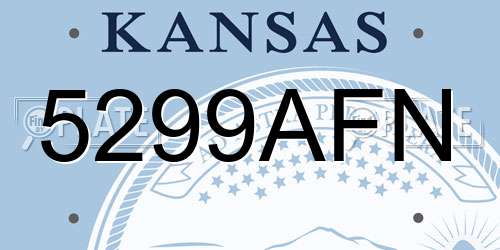 5299AFN Kansas License Plate
