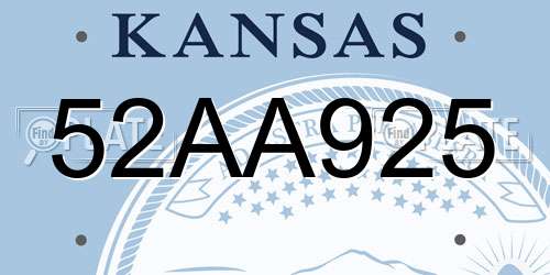 52AA925 Kansas License Plate