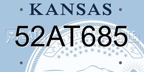 52AT685 Kansas License Plate