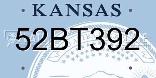 52BT392 Kansas License Plate