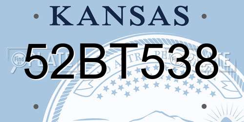 52BT538 Kansas License Plate