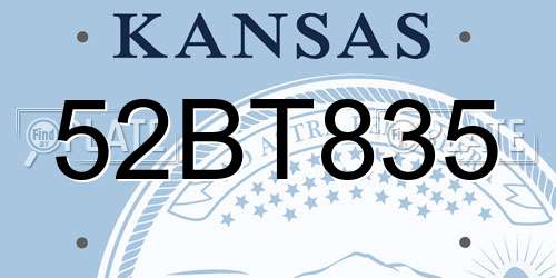 52BT835 Kansas License Plate