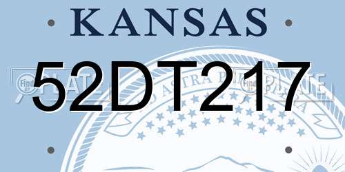 52DT217 Kansas License Plate